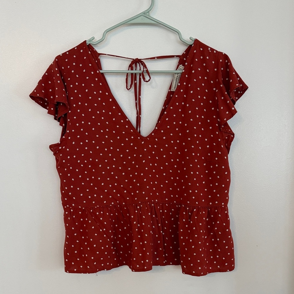 Abercrombie & Fitch Red Polka Dot Blouse
